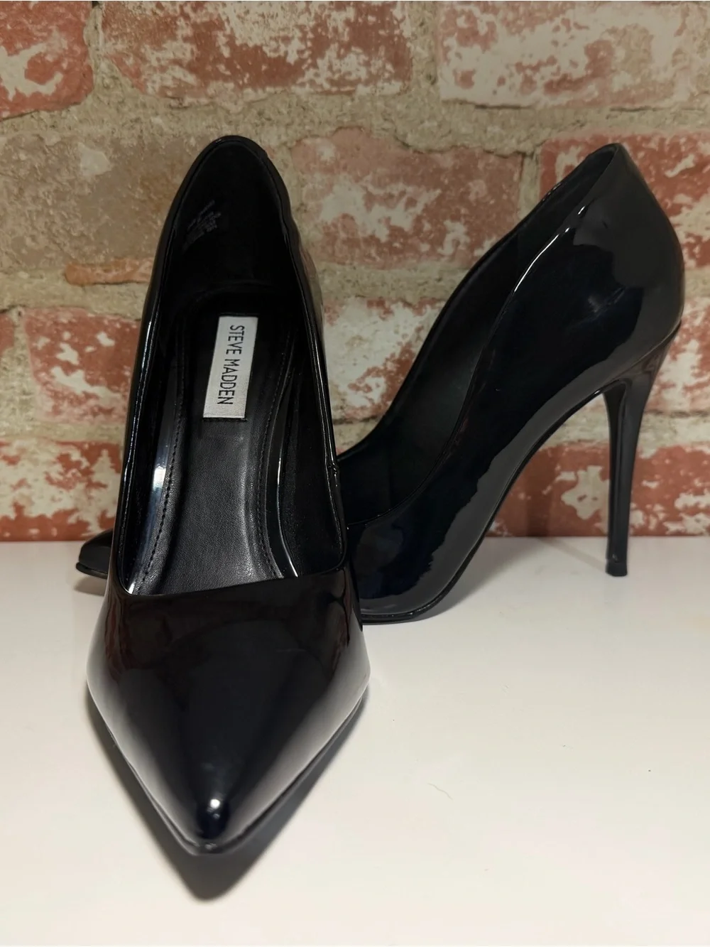 Steve Madden Daisie Black Patent Pointy Stiletto Heels